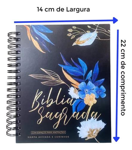 Biblia Feminina Sagrada Anote Capa Dura Espiral Desenho Em Flores Letra