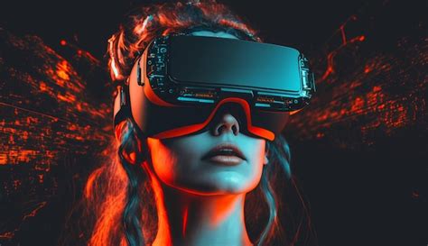 Premium Ai Image A Woman Wearing A Virtual Reality Headset