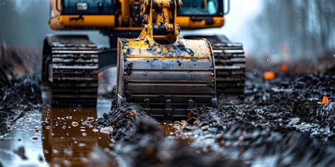 Premium Photo | Excavator in Action Digging up Dirt on a Construction Site Concept Excavator ...