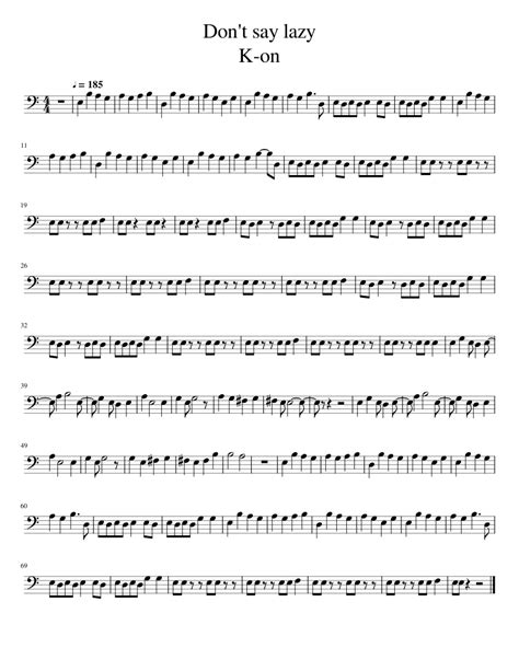 Don T Say Lazy Sheet Music For Cello Solo