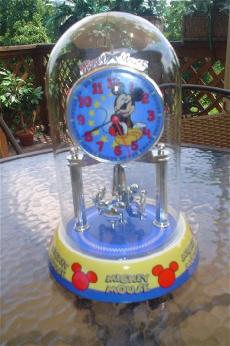 Disney Mickey Mouse Porcelain Base Glass Dome Anniversary Clock