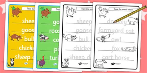 Free Trace The Words Worksheets To Support Teaching On Farmyard