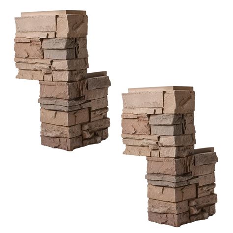 Genstone Stacked Stone Desert Sunrise 12 In X 12 In X 24 In Faux Stone Siding Corner Piece 2