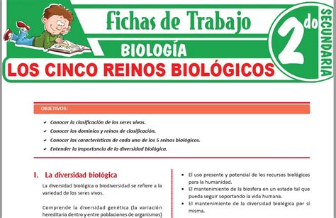 Los cinco reinos biológicos para Segundo de Secundaria Fichas