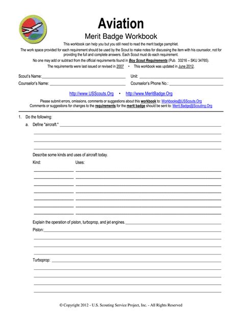 Aviation Merit Badge Workbook Fill Out And Sign Online Dochub