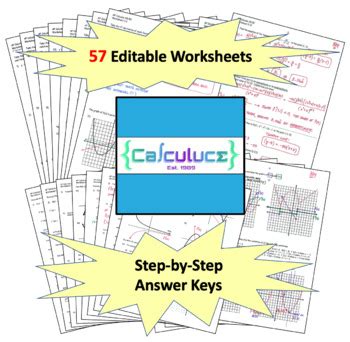 AP Calculus AB BC Shared Topics Mega Bundle 57 Editable Worksheets