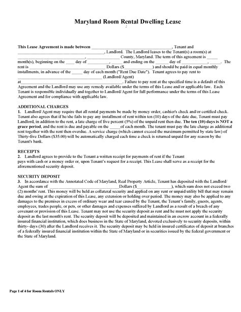 Free Maryland Lease Agreement Templates Pdf Word Rtf