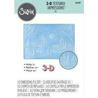 Sizzix D Textured Impressions Embossing Folder Winter Village By Si