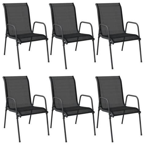 Fashtroom Chaises De Jardin Pcs Acier Et Textil Ne Noir Ab