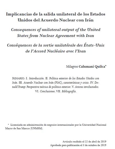 Implicancias De La Salida Unilateral De Los Estados Unidos Del Acuerdo