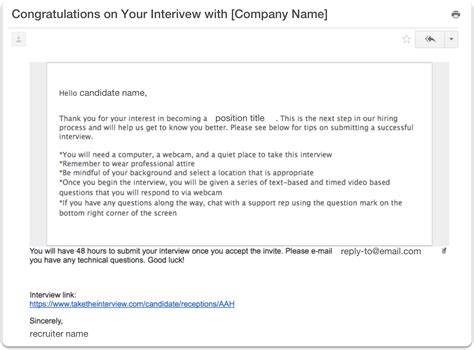 Email Template To Schedule Interview