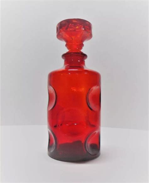 Lovely Red Vintage Glass Genie Bottle Genie Bottle Sugar Skull