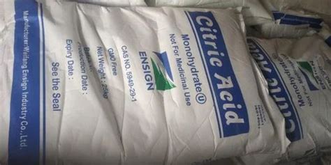 Ensign Monohydrate Citric Acid Powder Packaging Type Bag Packaging