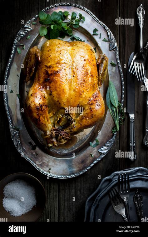 Whole Roasted Chicken Stock Photo Alamy