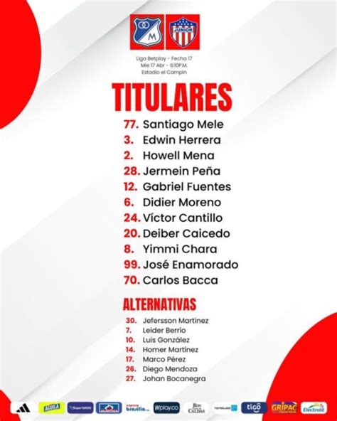 Millonarios 3 Junior 2 alineaciones Capsulas de Carreño