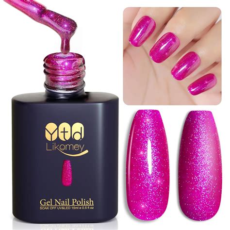 Amazon YTD Likomey Gel Nail Polish 15ml Hot Pink Glitter Soak Off