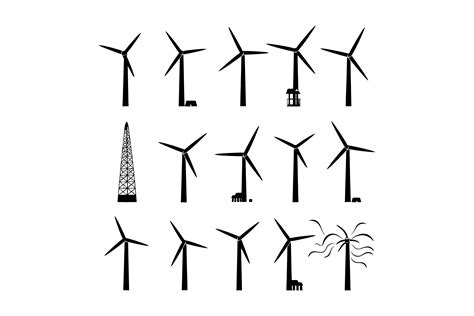 Wind Turbine Silhouette Set Clipart Graphic By Fijulanam468 · Creative Fabrica