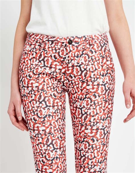 Pantalon Chino Sandy Skinny Printed Red Leo Rouge Pantalons