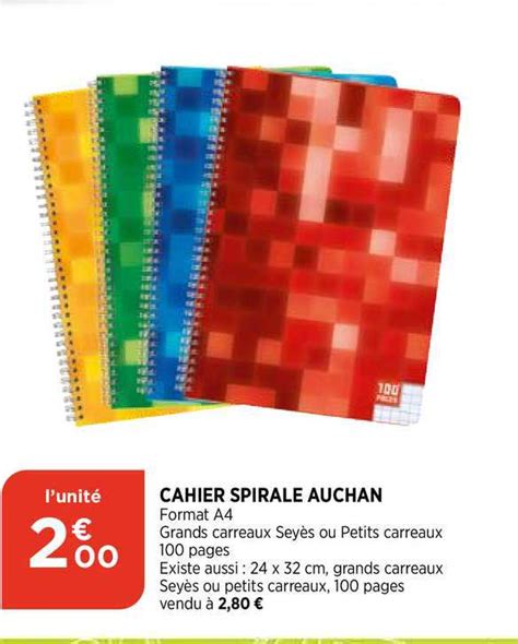 Promo Cahier Spirale Auchan Chez Atac Icatalogue Fr