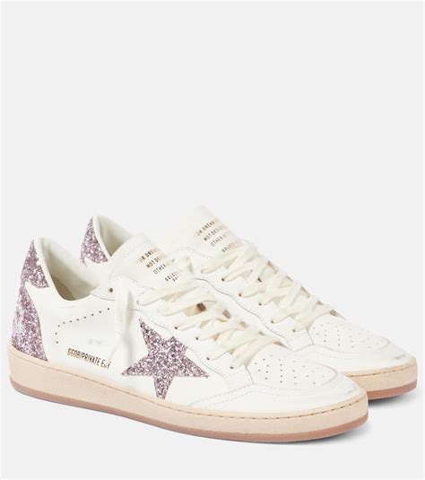 Sneakers Ball Star Aus Leder Mit Glitter In Wei Golden Goose Mytheresa