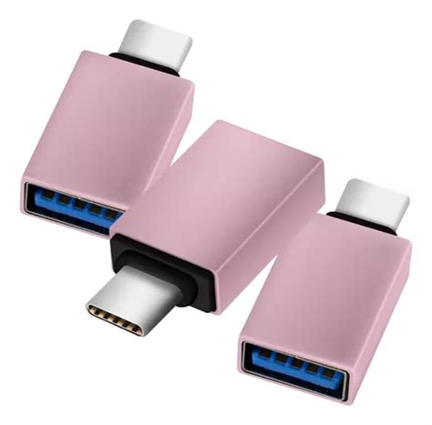 3 Piezas Adaptador Otg Usb Hembra A Tipo C Macho Convertidor Color Rosa Mercadolibre