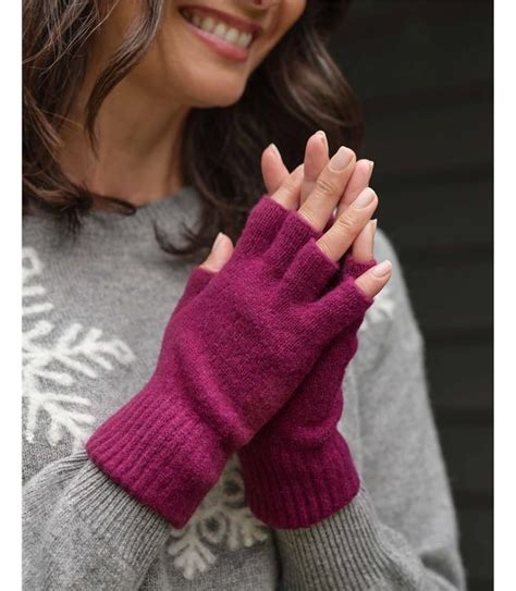 Velvet Womens Lambswool Fingerless Gloves Woolovers Au