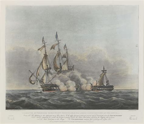 The Engagement Between Hm Frigate Java And The Uss Constitution Drawing