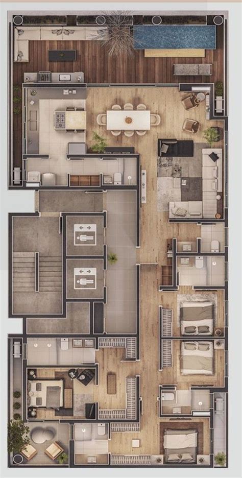 An Overhead View Of A Floor Plan For A House With Multiple Rooms And