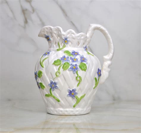 Vintage Forget Me Not Ceramic Hand Painted Flower Vase With Etsy