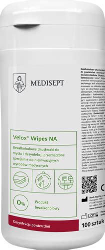 Medisept Velox Wipes NA 100 Szt Puszka Chusteczki Bezalkoholowe Do