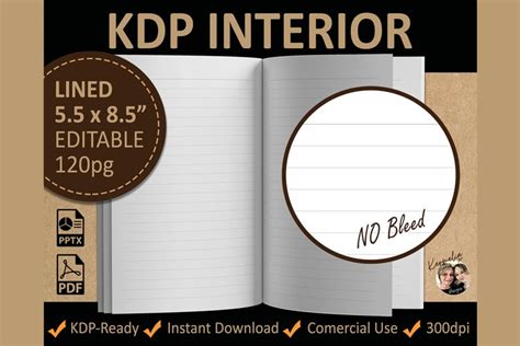 5 5x8 5 Lined Interior Editable Template Amazon Kdp 1206314 Book Publishing Design Bundles