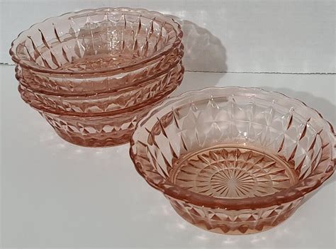 Vintage Jeannette Windsor Pink Diamond Berry Bowls Depression