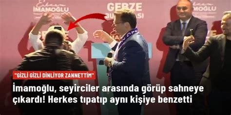 İmamoğlu Kılıçdaroğlu na tıpatıp benzeyen adamı görünce sahneye çıkardı