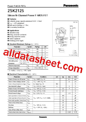 Sk Datasheet Pdf Panasonic Semiconductor