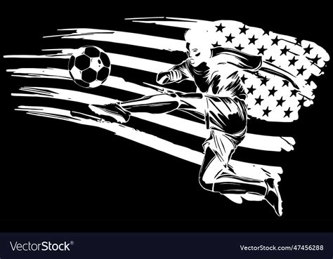 Soccer Player Shooting A Ball Action Outline Vector Image