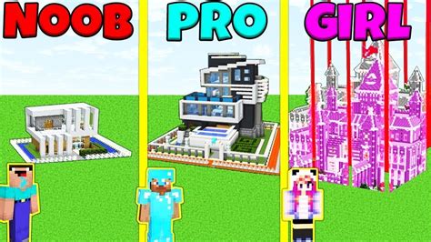 Minecraft Battle Noob Vs Pro Vs Girl Safest House Build Challenge Animation Youtube