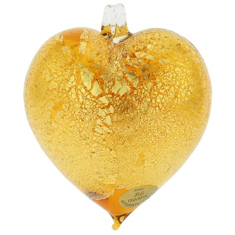 Christmas Tree Ornaments Murano Glass Heart Christmas Ornament Golden Brown