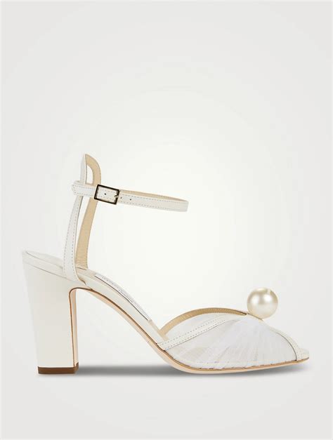 Jimmy Choo Sacaria Pearl Embellished Leather And Tulle Sandals Holt