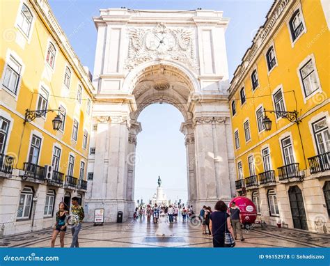 The Rua Augusta Arch In Lisbon Portugal Editorial Stock Photo Image