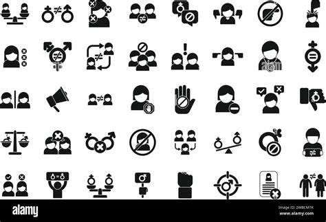 Gender Discrimination Icons Set Simple Vector Harassment Workplace Work Abuse Balance Stock