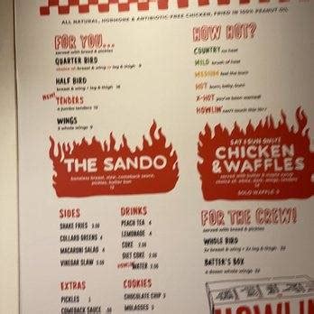 Menu At Howlin Ray S Hot Chicken Chinatown Restaurant Los Angeles