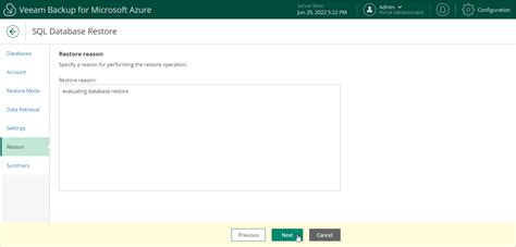 Step 8 Specify Restore Reason Veeam Backup For Microsoft Azure Guide
