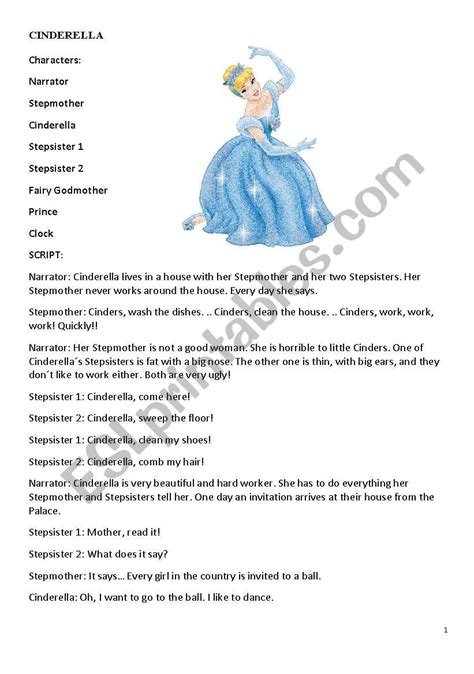 Cinderella Script Esl Worksheet By Mutxamel