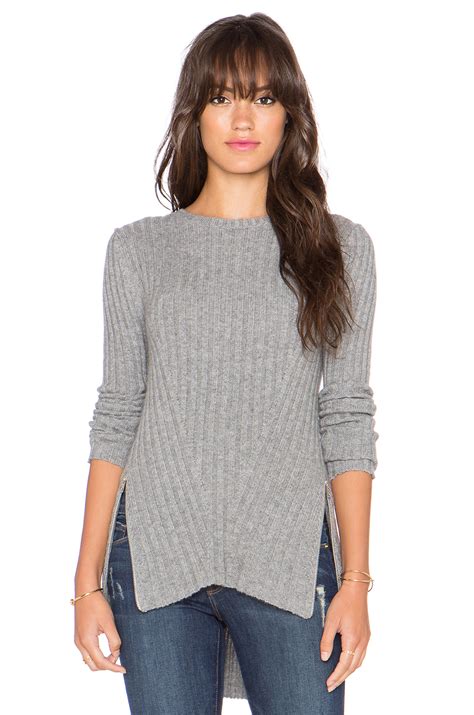 Autumn Cashmere Rib Side Zipper Flare Sweater In Gray Lyst