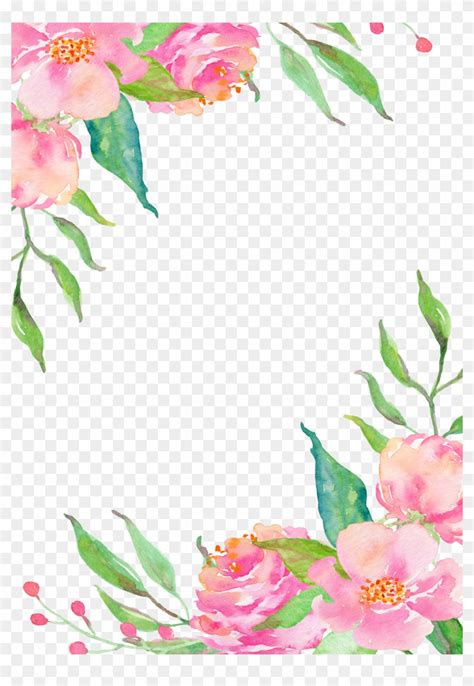 Pink Flower Borders - Watercolor Flower Border Png - Free Transparent ...