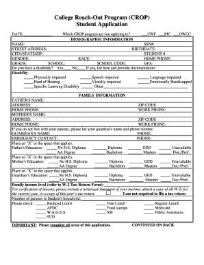 Fillable Online Uwf Crop Application Pdf Uwf Fax Email Print