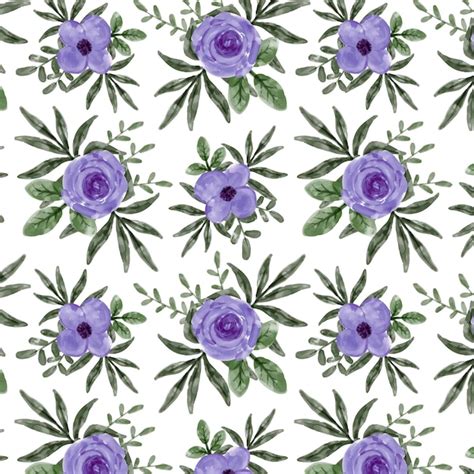 Premium Vector Purple Floral Watercolor Seamless Pattern