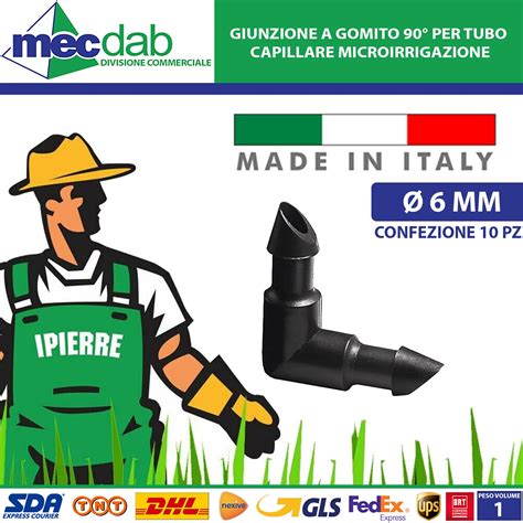 Giunzione a Gomito 90 Per Tubo Capillare Microirrigazione Ø 6 Mm Ipierre