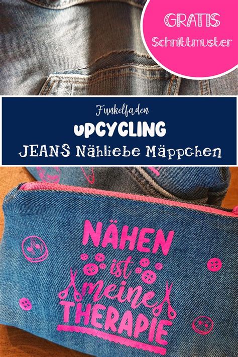 Jeans Upcycling Taschen nähen aus alter Jeans Nähanleitung Mäppchen