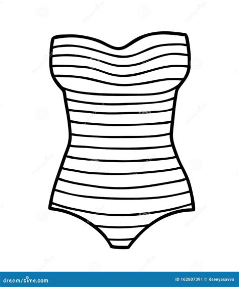 Libro De Colorear Traje De Baño Femenino Strapless Bandeau Ilustración